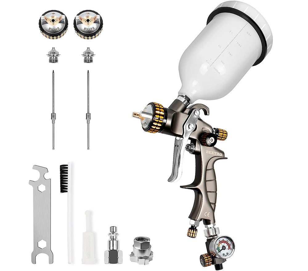 BEETRO Pistola de Aire HVLP - Boquillas de 1.4mm:1.8mm, Pulverizador de Pintura